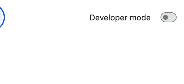 The Developer mode switch in the top-right corner of the extensions page
