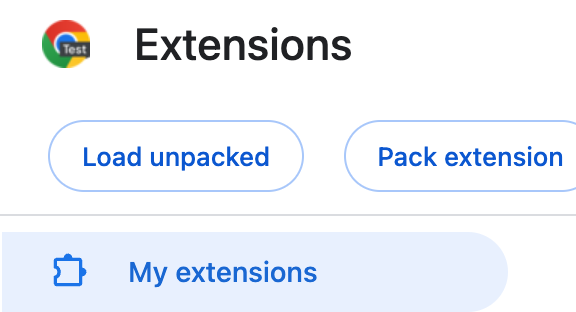 The Load unpacked button in the top-left of the extensions page